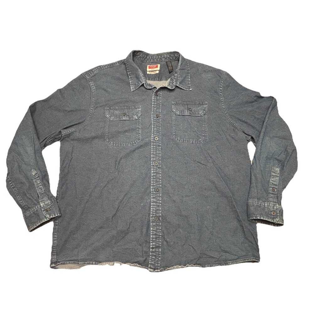 Wrangler Mens 3XL Denim Shirt Flex for Comfort Long Sleeve Button Up Blue